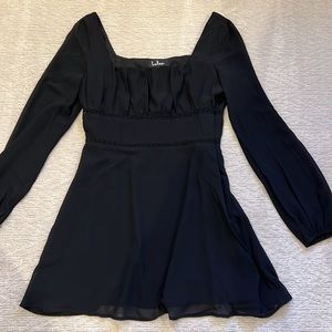 Lulus Loving Memories Black Long Sleeve Crochet Lace Skater Dress